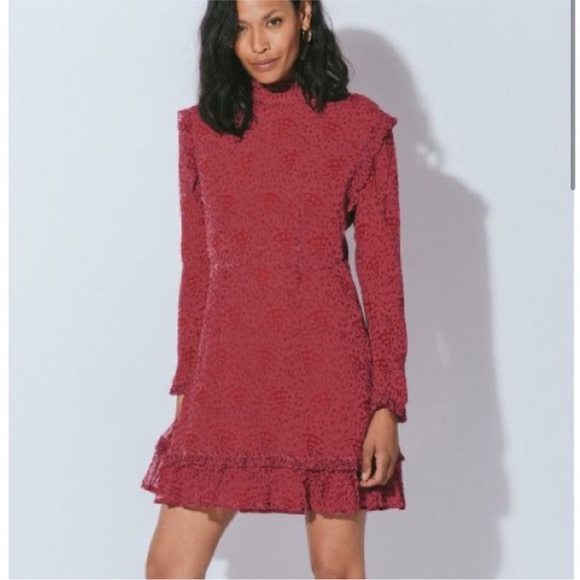 NWT XS Long Sleeve Red Cleobella Mini Dress - Picture 2 of 8